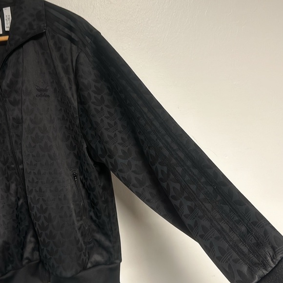 Black Adidas Logo Monogram Track Jacket L 3 Stripes - Picture 6 of 8